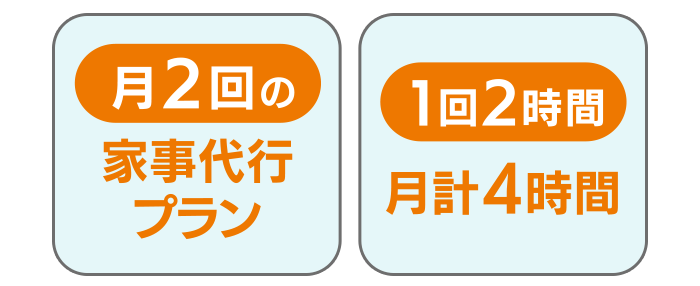 月2回の家事代行プランと1回2時間の月計4時間
